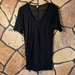American Apparel Black super sheer v neck tee shirt burn out see through
